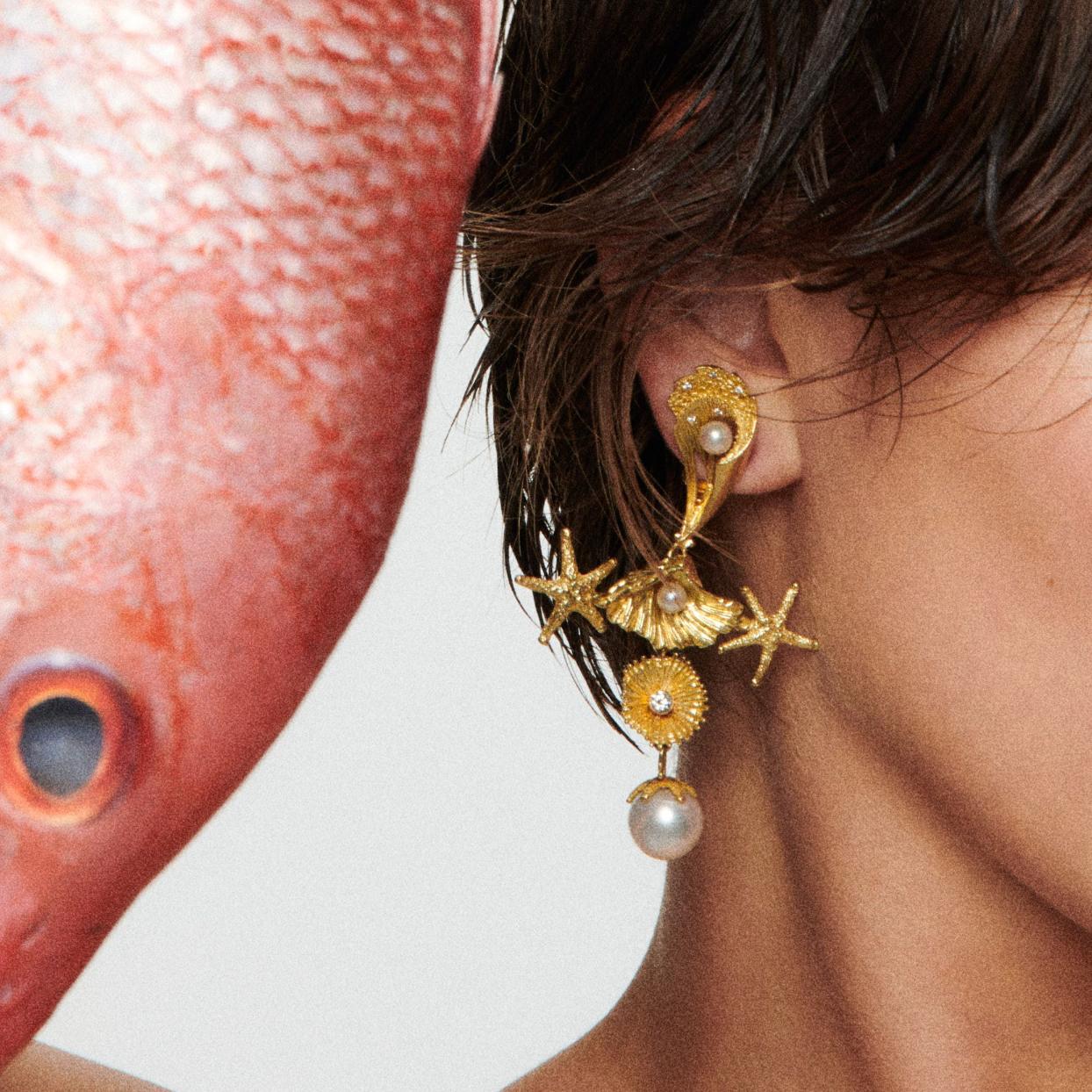 Orecchini Croce Marina Perla