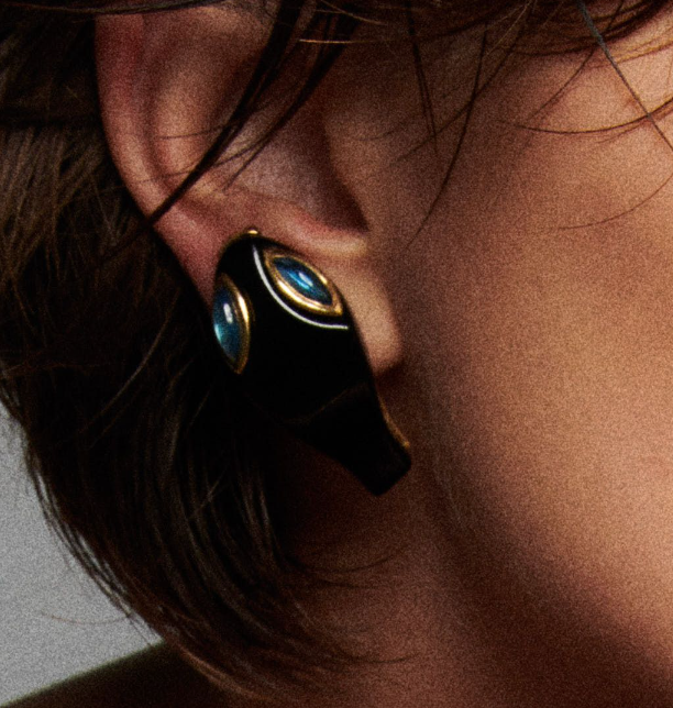 Onyx Testa Serpente Earrings