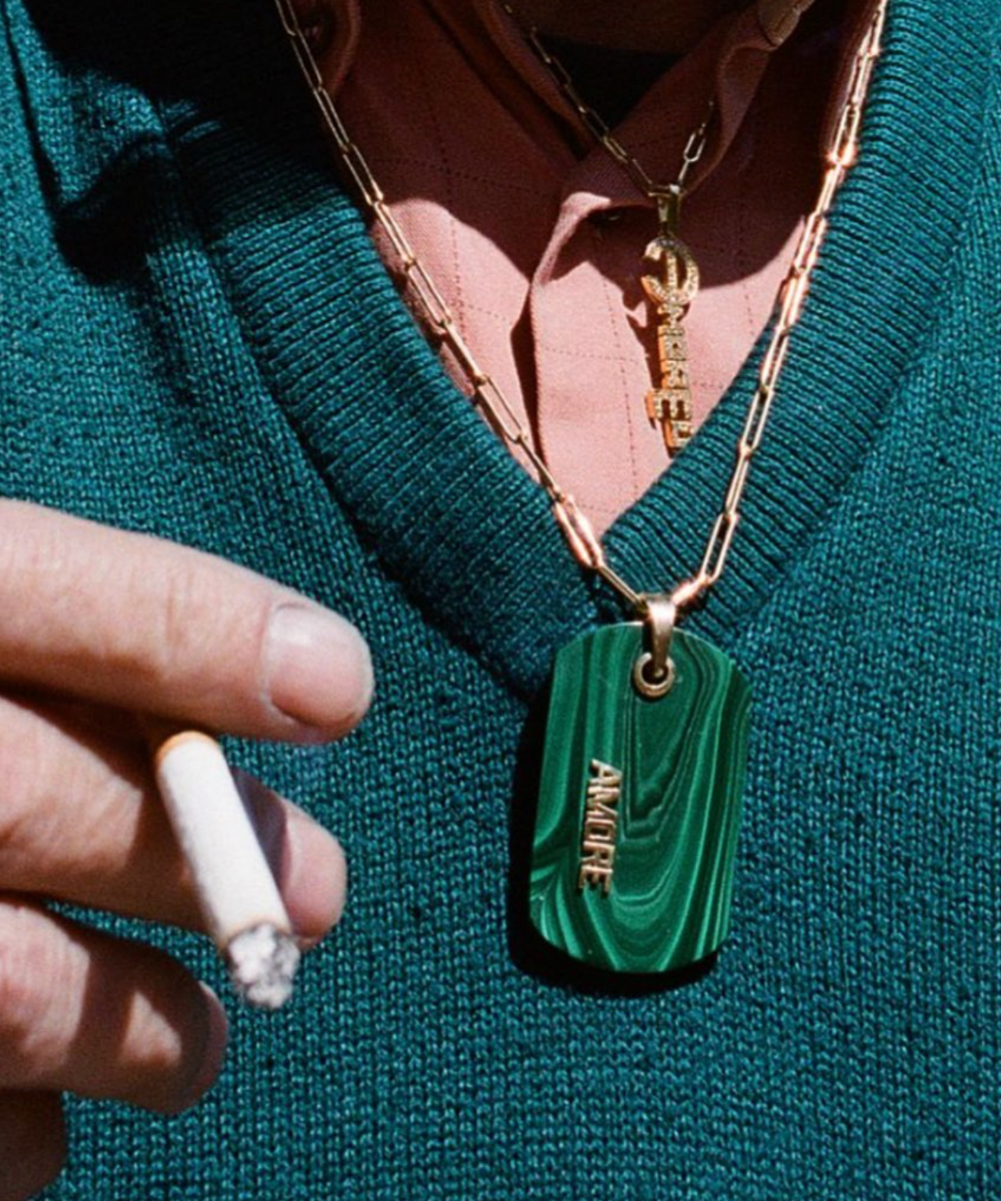Ciondolo Cartellino Malachite