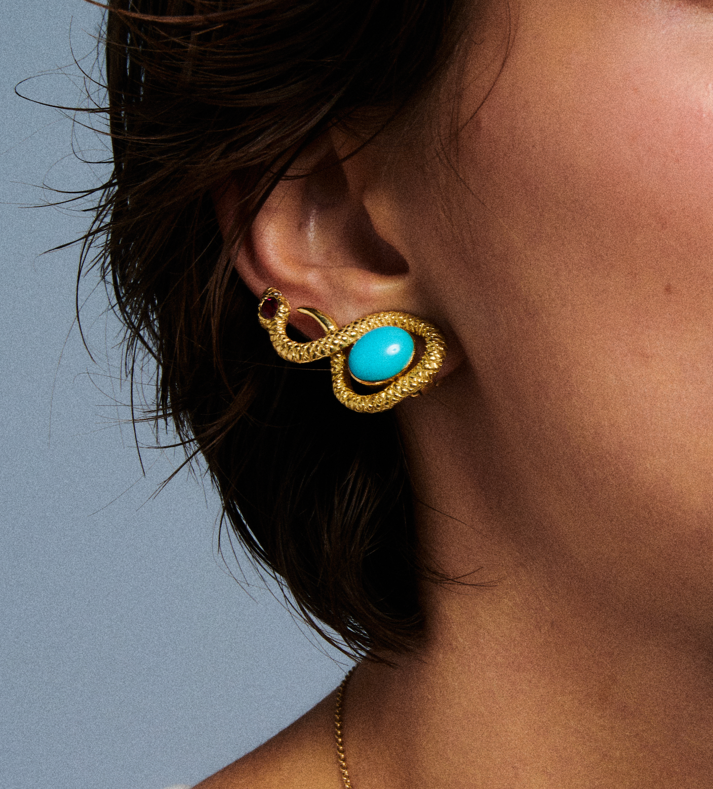 Orecchino Treccia Turchese