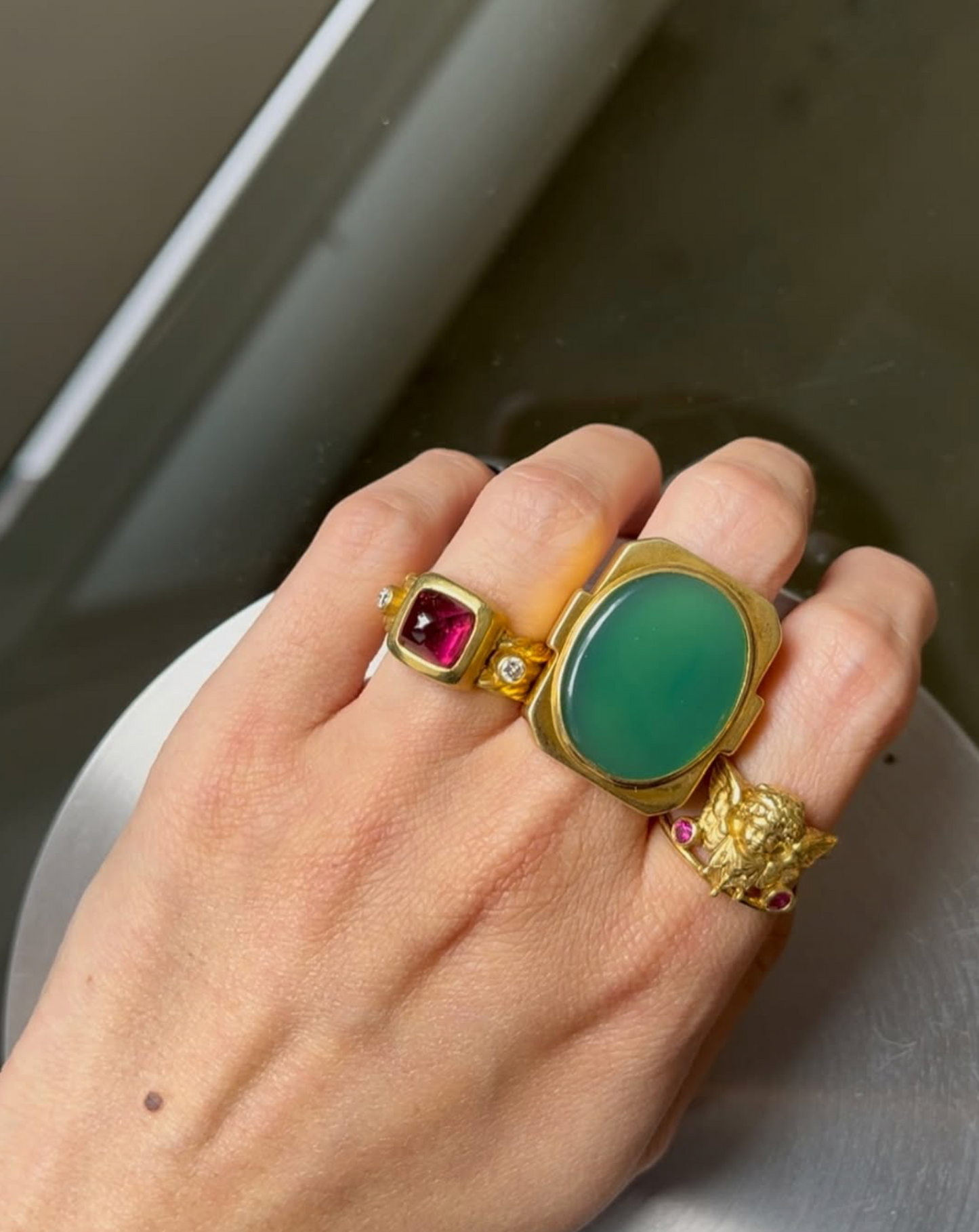 Anello Impresa in Crisoprasio