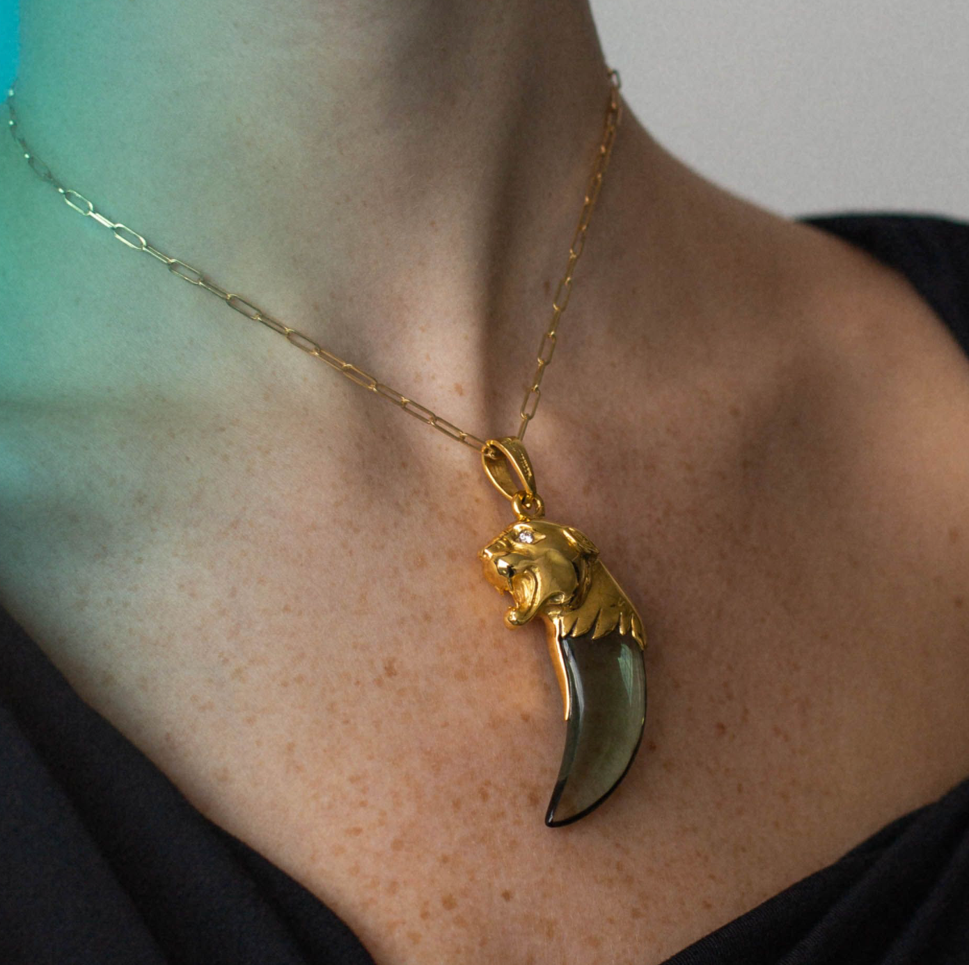 Ciondolo Giaguaro Ametista Verde