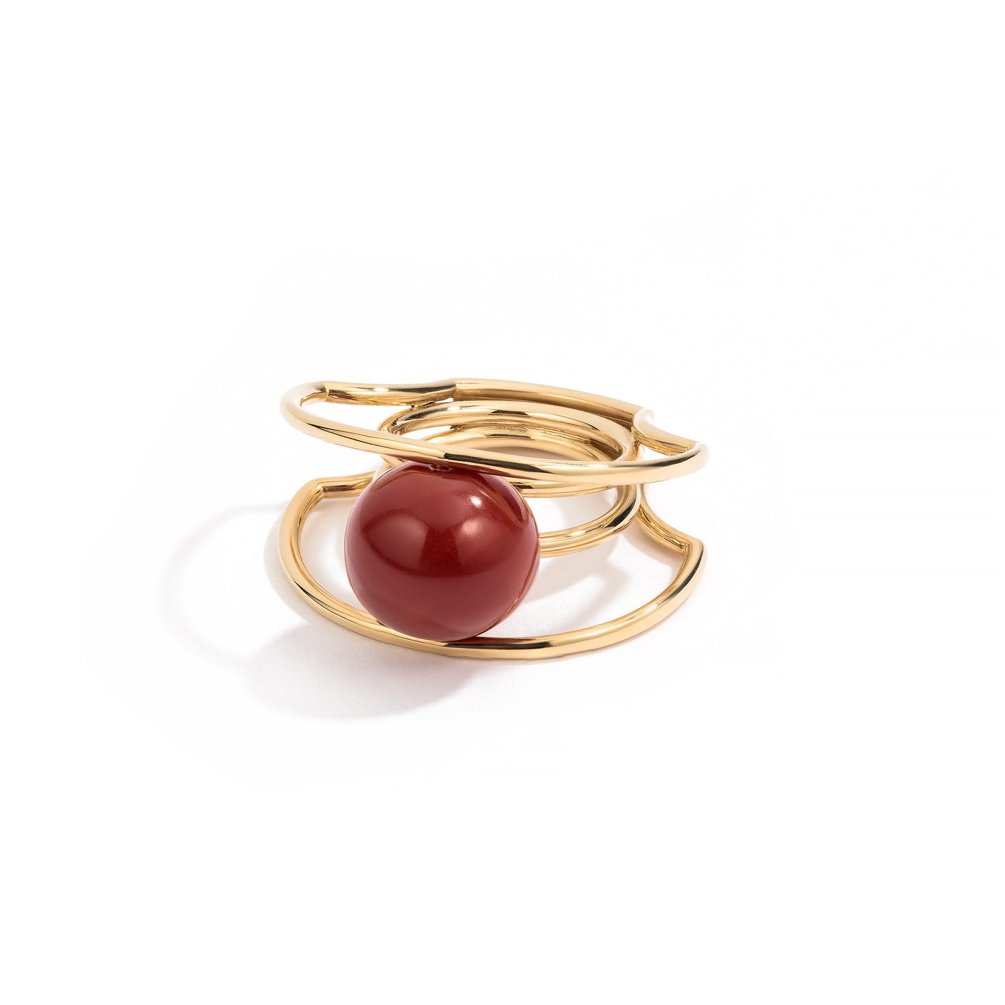 Anello mezzaluna corallo