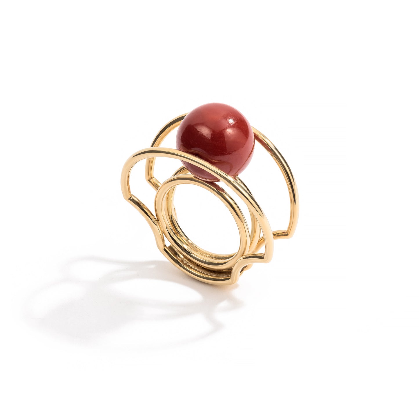 Anello mezzaluna corallo
