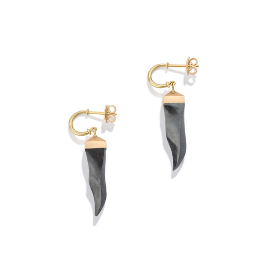 Hematite Cornicello Earrings