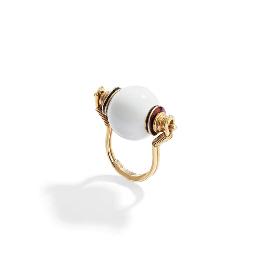 White Agate Bocce Ring