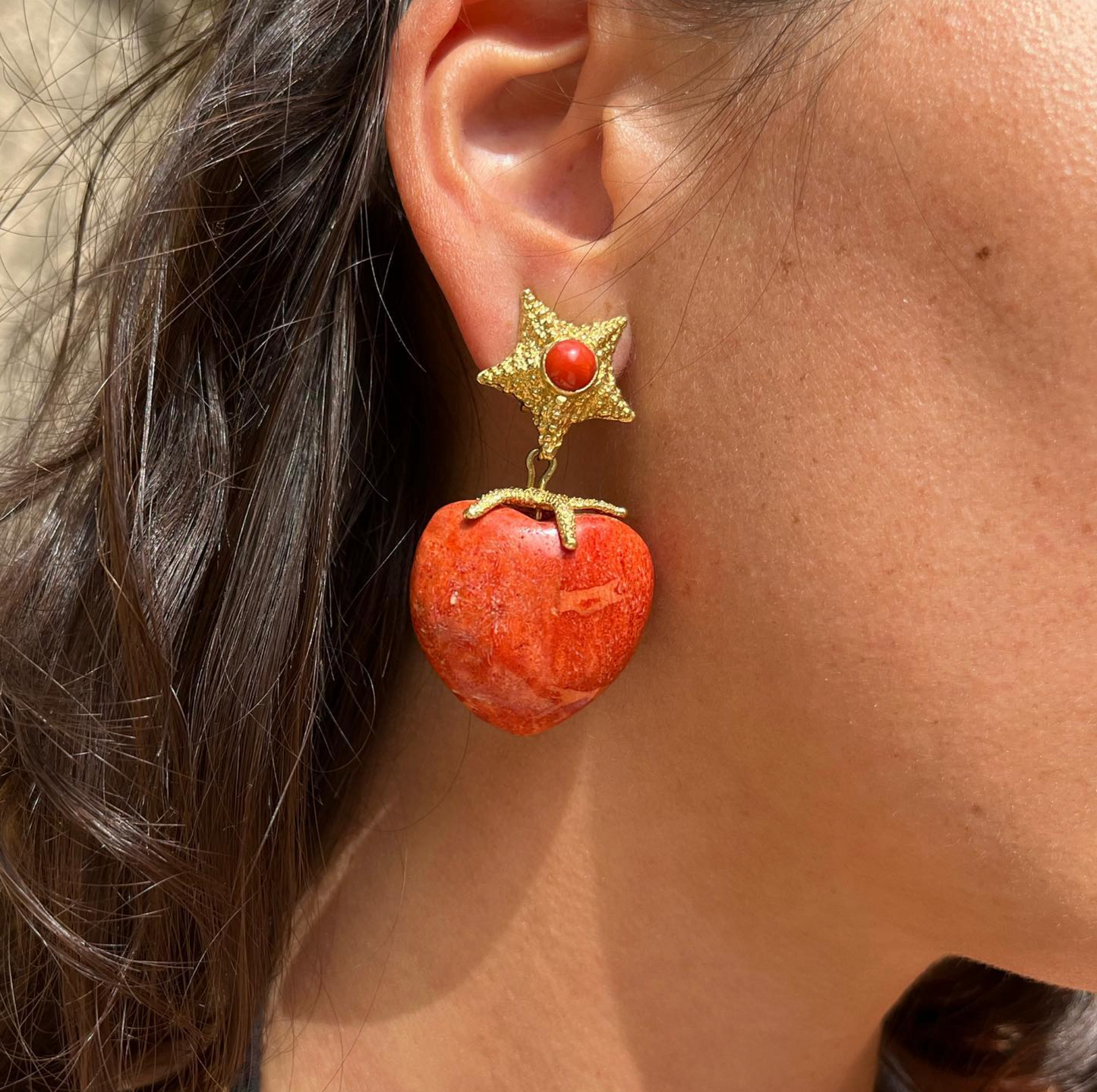 Coral Cuore Earrings