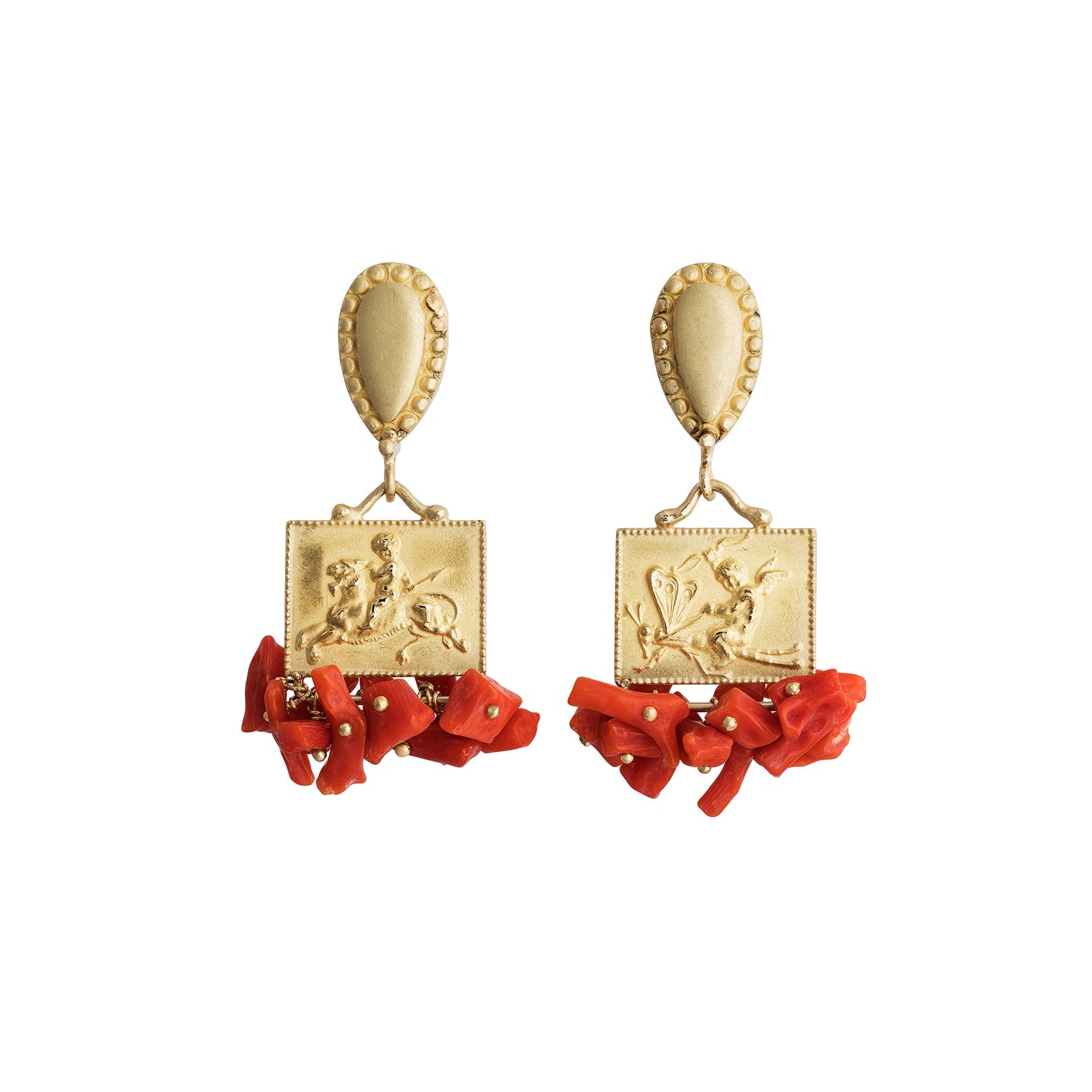 Coral Short Tesoro Earrings